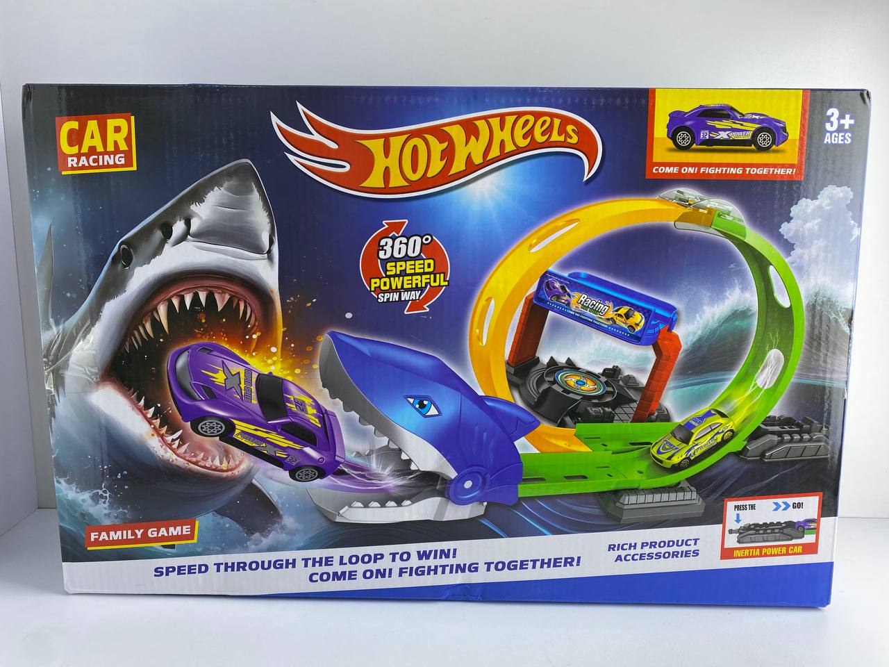 Pista carro HotWheels Tiburón-Dinosaurio